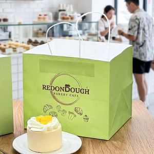 Bolsas de Papel Kraft Personalizables con Asas, Embalaje de Alimentos Reciclable para Galletas, Donas, Postres, Pasteles y Panadería - Product Image 4