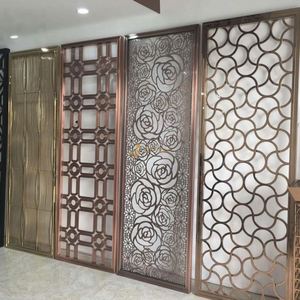EX702 Modern Stainless Steel Foldable MultiFunctional Partition <b>Wall</b> Laser Cut Panel Elegant Metal Room Divider Hotel Villa - Product Image 4