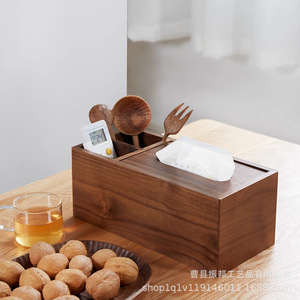 Boîte à mouchoirs en bois de noyer, idéale pour la maison (salon, table à manger, table basse, chambre) et comme support de téléphone de luxe léger - Product Image 2