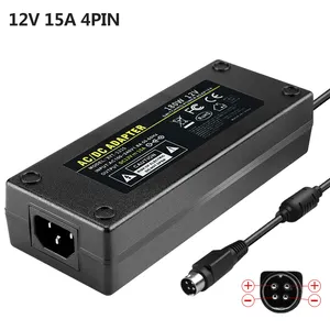 4Pin 12V15A 180W Adaptor Daya Pengganti LCD CCTV 12V 15a Adaptor AC DC 4 Pin Din