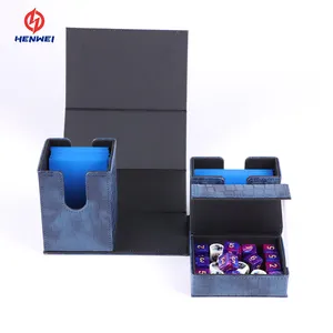 PU Leather Custom 100+ Card Deck Boxes Flip PU Deck Box For MTG YUGIOH TCG