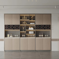 Armoire à vin en bois moderne de luxe avec portes en verre et éclairage dissimulé Garantie de 5 ans