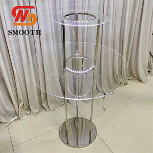 Elegante Soporte Metálico para Arreglos Florales, Placa Acrílica Dorada, Soporte para Flores con Luz LED, Centros de Mesa para Bodas - Product Image 5