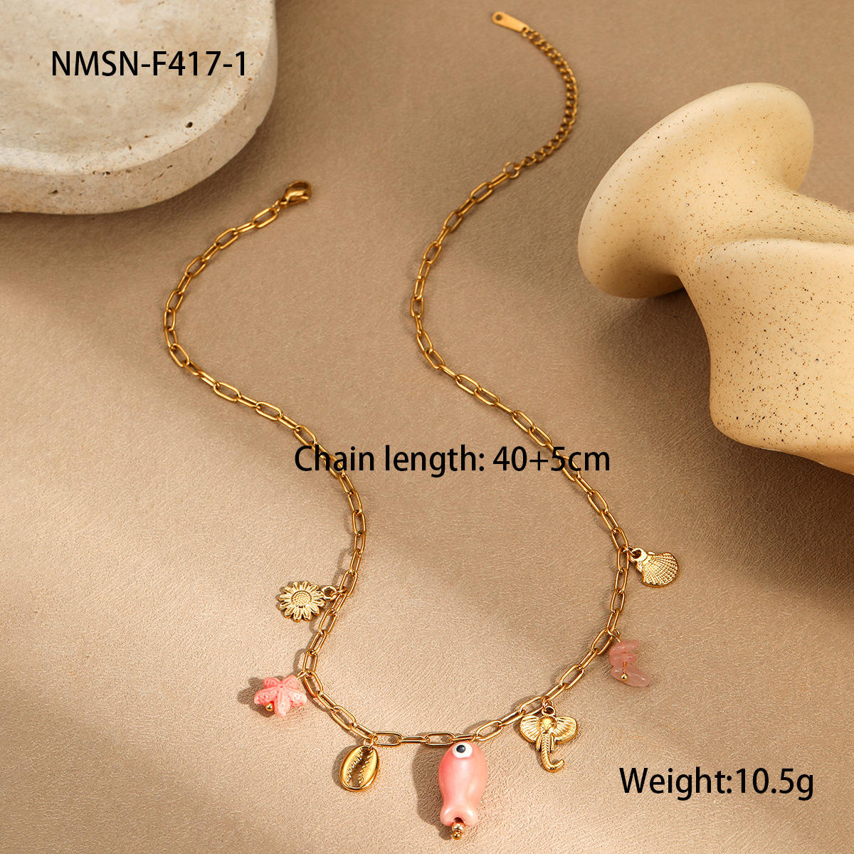 Collier petit poisson rose NMSN-F417-1