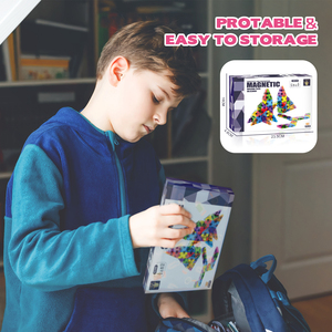 미니 3.75CM 자석 타일 STEM 세트 조립 블록 3-8세 어린이 지능 개발 휴대용 여행용 철제 상자 플라스틱 - Product Image 3