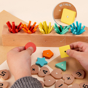 Scatola in Legno Montessori con Perni, Tavola di Attività per l'Ordinamento, Blocchi per l'Abbinamento di Colori e <span class=keywords><strong>Forme</strong></span>, Giocattolo Educativo Precoce per l'Apprendimento della Matematica per Bambini - Product Image 2