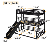 Lit superposé double avec glissière, structure en acier robuste, idéal pour dortoirs et hôtels, design moderne et gain de place