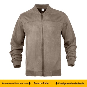 Veste en daim pour <span class=keywords><strong>homme</strong></span> la plus vendue, veste de baseball décontractée à fermeture éclair, à col montant et à manches longues - Product Image 2