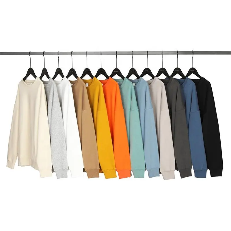 Sweat à capuche personnalisé de haute qualité avec logo brodé surdimensionné Sweat-shirt unisexe à col ras du cou en molleton de coton 100% uni pour hommes