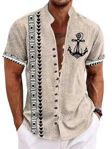 Chemise décontractée d'été pour homme en satin extensible, style hawaïen rétro imprimé, col rabattu, manches courtes, respirante et écologique, 100 % - Product Image 6