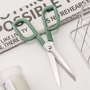 Stainless Steel Office Scissors Green Straight Head Craft Cutting Tool Stationery Supplies - Product Image 1