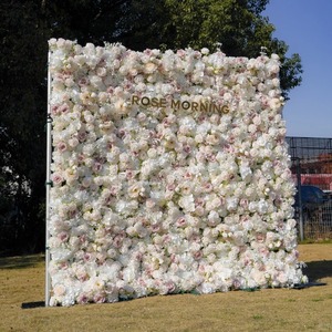 8ft X 8ft Silk Artificial <b>Pink</b> Rose Flower Wall Luxury Decorative Flower Wall <b>Backdrop</b> - Product Image 3