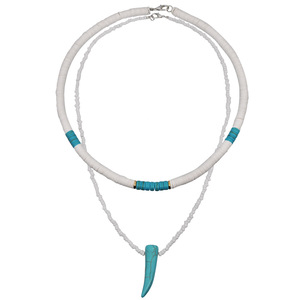 Moda exageración collar de piedra Natural arroz cuenta turquesa cuerno colgante collar joyería hecha a mano para mujeres Uionen 740 - Product Image 6