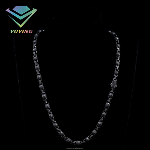 Cadena de diseño de moda con forma de bola negra, diamante moissanita VVS, pasa la prueba del diamante, certificado GRA, cadena con eslabones tipo nariz de cerdo, regalo unisex. - Product Image 5