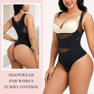 Push Up Chest Double Cross Sculpting Slim Body Shaper Bodysuit Thong Shapewear For Women Fajas Colombianas Shaper