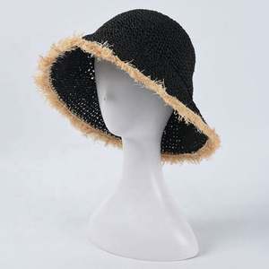 Nuevo y Moderno Sombrero de Paja para Mujer, Diseño con Borde Deshilachado, Plegable y Fácil de Guardar, para Playa, Verano, Protección Solar, Tejido de Ganchillo - Product Image 3