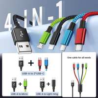 Câble d'alimentation USB multi-ports 4 en 1 professionnel, tressé, anti-emmêlement, rapide, pour la maison, l'école et le bureau