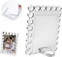 Cadre photo en acrylique transparent perlé, cadre photo à glissière avec support pour bureau, maison, décoration de mariage, OEM acceptable