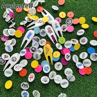 Marqueur de balle de golf en plastique, motif imprimé personnalisé, marqueurs de golf colorés, design rond et plat, accessoires de golf idéaux, vente en gros