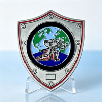 Pièce de monnaie personnalisée en métal en forme de bouclier, avec logo sur mesure
