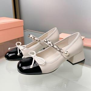 Chaussures Mary Jane à talon plateforme noir et blanc pour femmes, chaussures de soirée et de mariage, chaussures simples pour femmes, style chic, bout rond - Product Image 1