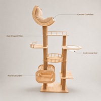 Arbre à chat en bois massif et contreplaqué, capsule spatiale intégrée, condo pour chat, tour à chat multi-niveaux pour usage domestique, chats petits et grands