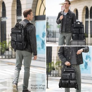 <b>Leather</b> <b>Backpack</b> for Men Vintage 15.6 Inch <b>Laptop</b> Bag Multi Pockets Casual Travel Daypack Brown - Product Image 4