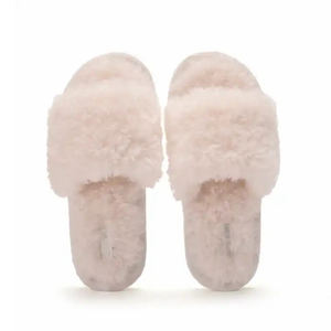 Pantoufles confortables à bout ouvert hiver intérieur extérieur maison dames moelleux diapositives en peluche fausse fourrure pantoufles pour femmes - Product Image 1