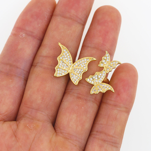 Anillo de Mariposa Chapado en Oro de 18K al por Mayor para <span class=keywords><strong>Mujer</strong></span>, Anillo Abierto Ajustable con Micro Pavé de Circonitas, Joyería a Granel - Product Image 2