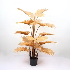 Искусственное растение для ландшафта, хорошее пластиковое растение для использования на открытом воздухе, природное ощущение, золотой искусственный веер, пальмы