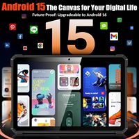 Tablet Android 15 5G yang Tangguh, Tablet Tahan Air 2K 11 inci untuk Luar Ruangan, Gemini AI/IP68/5G LTE WiFi/Face ID/OTG/GPS/Lampu Camping