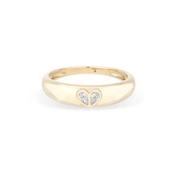 Bague Cœur Minimaliste LOZRUNVE en Argent Sterling 925 Plaqué Or 18 carats avec Zircon Double Poire Massif