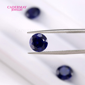 Cadermay Jewelry Royal Blue Yttrium Aluminum Garnet Round Loose <b>Stone</b> For Jewelry Making - Product Image 2