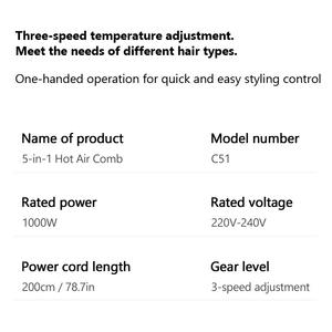 Multi Styler <b>Hair</b> <b>Dryer</b> <b>Comb</b> <b>With</b> Brushless Motor Titanium Tourmaline Coating Portable For Curling Straightening Wet Dry Use - Product Image 3