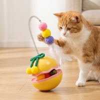 Mainan Kucing Lucu Bentuk Tumbler Apel, Plastik, Kartun, Penggoda Kucing, Hiburan, Bola Catnip Berputar, Spinner Kucing, Mainan Anak Kucing, Kemasan Karton