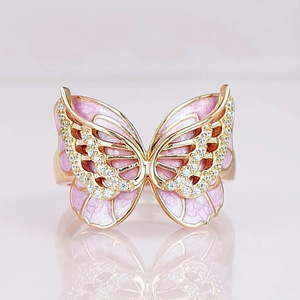 Anello Moda a Farfalla con Smalto Colorato, Design Minimalista ed Elegante, Gioiello da Donna per Uso Quotidiano - Product Image 4