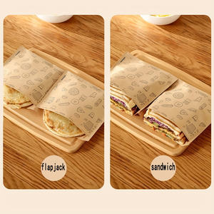 Sacs d'emballage en papier kraft personnalisés pour restaurants, résistants à l'huile, de qualité alimentaire, pour pain et sandwichs, avec design <span class=keywords><strong>anti</strong></span>-adhésif, vente en gros - Product Image 6