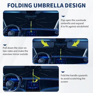 Blockieren Sie UV-Strahlen Hitze Auto-Visoren-Schutz faltbare Windschutzscheibe Sonnenschutz Autobedeckung Auto-Sonnenblende Regenschirm zum Kühlen des Fahrzeugs