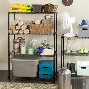ASSMILE Magazzino di stoccaggio filo scaffalature rack nero filo di <span class=keywords><strong>acciaio</strong></span> inossidabile maglia <span class=keywords><strong>scaffali</strong></span> unità 4-tier cromo scaffalature - Product Image 5