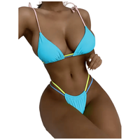Micro bikini triangle avec rembourrage pour femmes, bas de maillot de bain brésilien, string, bikinis à nouer, haut de maillot de bain