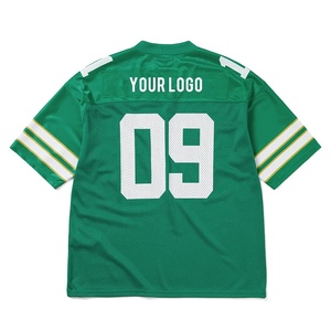 เสื้อฟุตบอลตาข่ายแบบปรับแต่งได้สำหรับผู้ชาย สีเขียวขาว คอวี แขนสั้น ระบายอากาศได้ดี แห้งเร็ว เสื้อยืดกีฬา สไตล์วินเทจ สตรีทแวร์ - Product Image 2