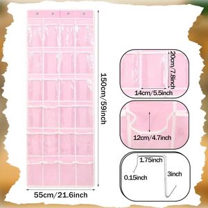 ที่เก็บหูฟังสำหรับโรงเรียน 24 ชิ้น กล่องเก็บของใส PVC แบบพกพาสำหรับห้องเรียน หลังประตู ถุงเก็บหูฟัง - Product Image 2
