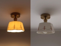 Suspension à LED en céramique imprimée émaillée en cuivre rétro de style japonais 3000K lumière chaude hauteur réglable pour l'éclairage de la chambre à coucher