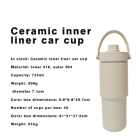 Flacon à vide en acier inoxydable en céramique de 40oz Tasse de voiture à doublure en céramique rayée pour le thé et le café en déplacement Tasse à café