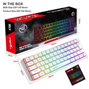 HXSJ V700 éclairage RVB 61 touches Mini <span class=keywords><strong>clavier</strong></span> de jeu d'ordinateur portable filaire Explosif Nouveaux produits Interface USB 3.0 Teclado mécanique - Product Image 4