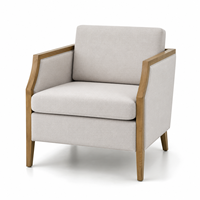 Fauteuil de loisirs contemporain pour hôtel, structure en bois de frêne blanc, fauteuil d'appoint rembourré pour suites