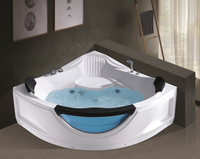Baignoire d'angle haut de gamme pour 2 personnes, pour hôtel de luxe sur le toit, avec éclairage LED, bain à remous