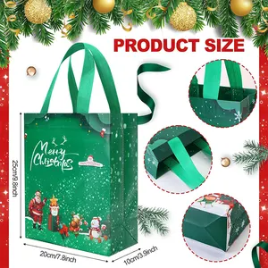 Di alta qualità confezione regalo Non tessuta di natale Tote borse con motivo Babbo Natale