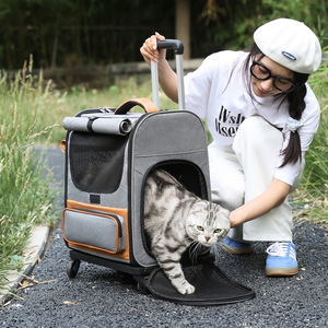 Tas Ransel Hewan Peliharaan Modis Bernapas Dapat Dilipat Kapasitas Besar Untuk Dua Kucing Portabel Perjalanan Poliester Oxford 15kg Penutup Ritsleting Love Home - Product Image 4