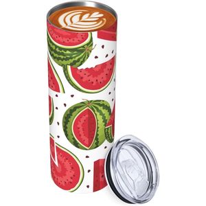 20oz Design Classique Pastèque Maigre En Acier Inoxydable Gobelet Verres Couvercle Anti-Fuite Paille pour Hommes Femmes Bureau Voyage Chaud - Product Image 4
